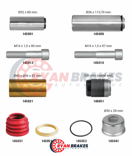 Caliper Guides & Seals Repair Kit