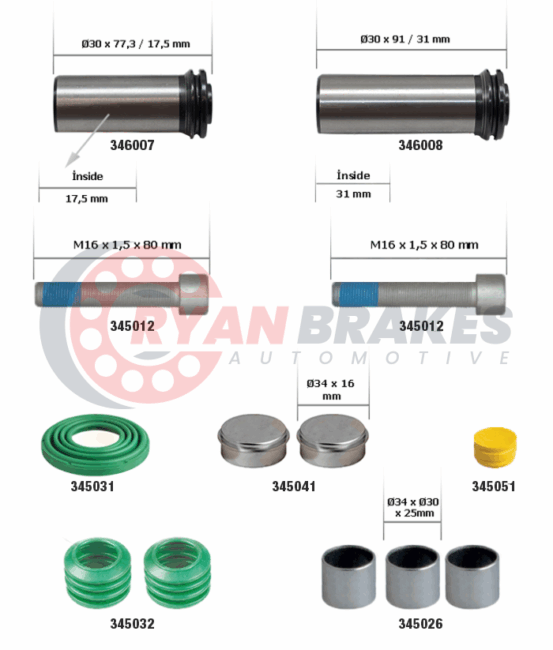 Caliper Guides & Seals Repair Kit
