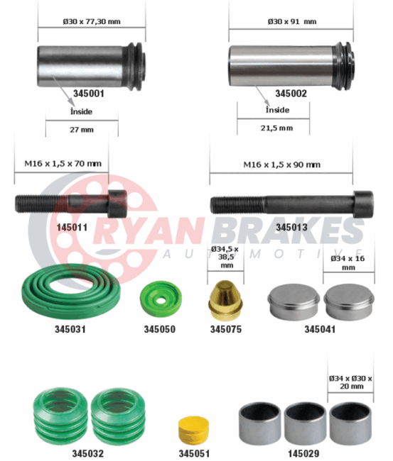 Caliper Guides & Seals Repair Kit (12.110 MN)